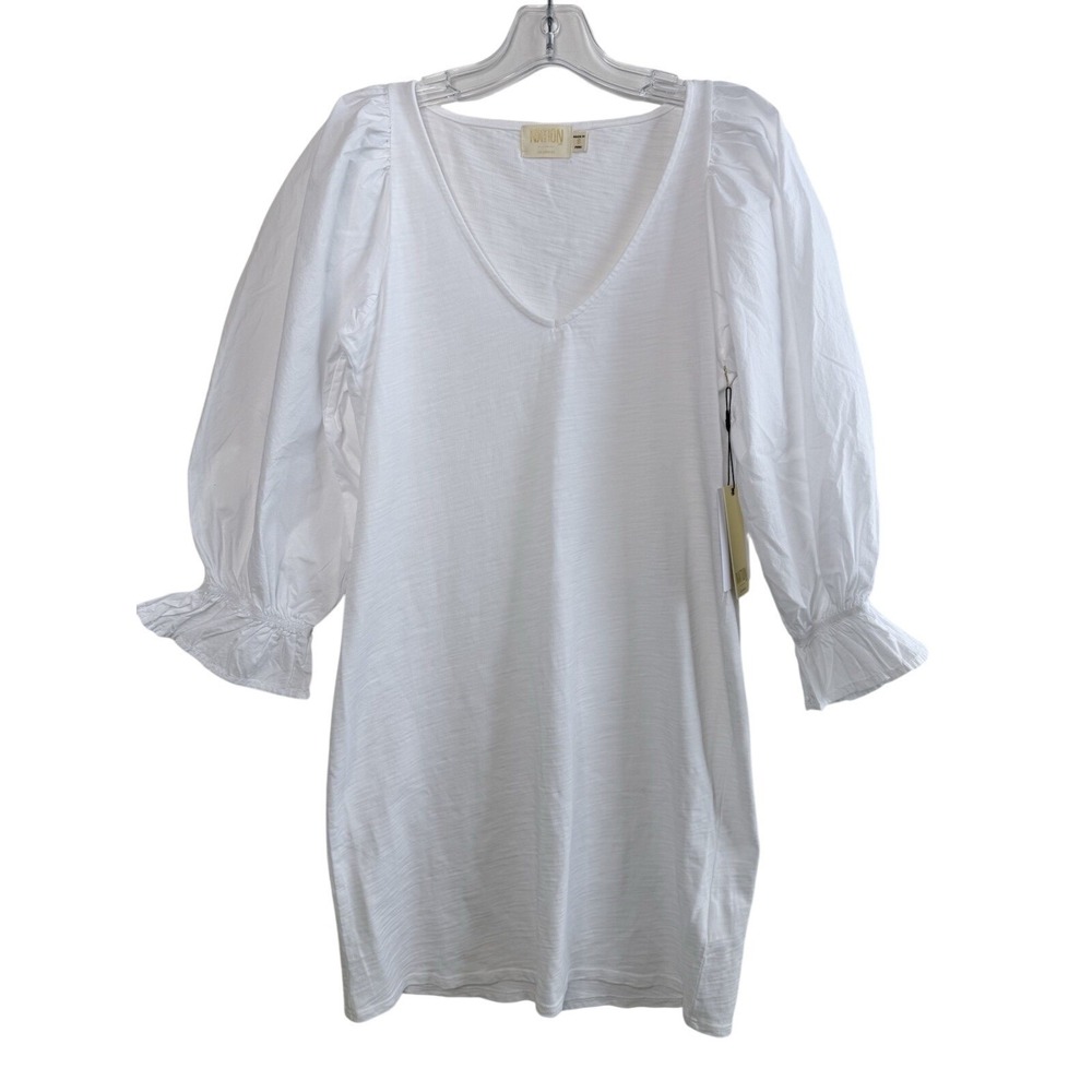 Nation LTD Oralia Flounce Mini Dress White Size Small NWT Puff Sleeve